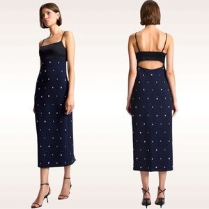 A.L.C Alana Crystal Embellished Sleeveless Cut Out Open Back Midi Dress Size 8